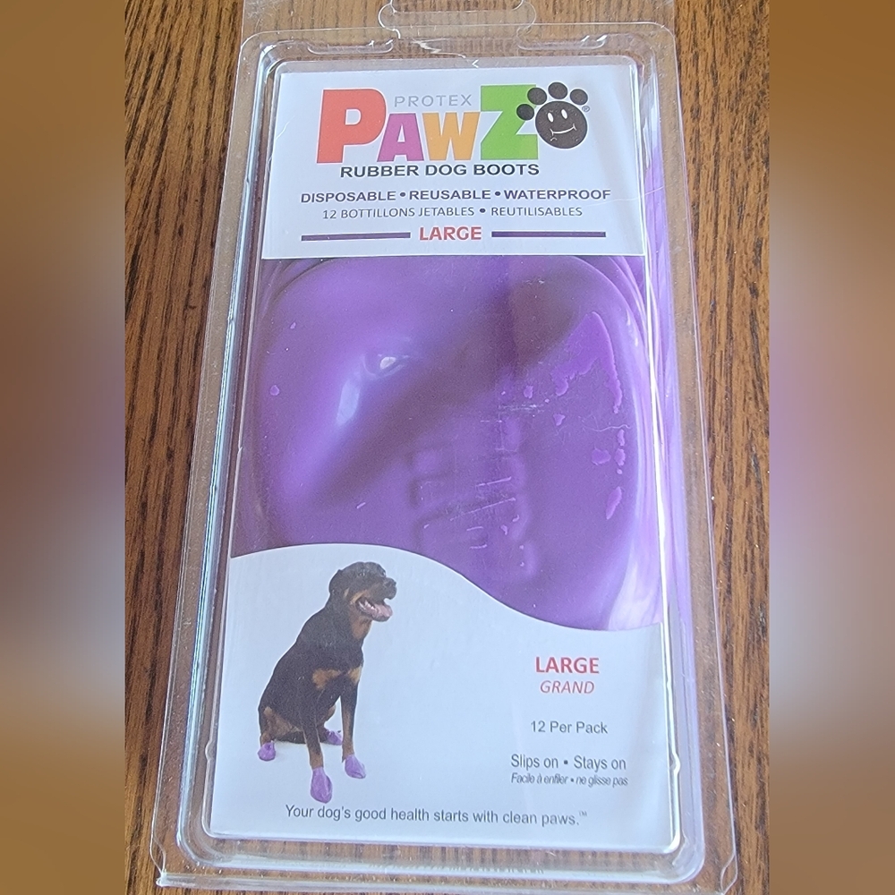 PAWZ Purple Large Rubber Dog Boots - Waterproof Paw Protectors